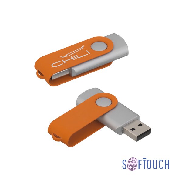 Флеш-карта "Vostok", объем памяти 16GB, покрытие soft touch# - Флеш-карта "Vostok", объем памяти 16GB, покрытие soft touch# оранжевый