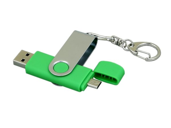 USB 2.0- флешка на 16 Гб с поворотным механизмом и дополнительным разъемом Micro USB - USB 2.0- флешка на 16 Гб с поворотным механизмом и дополнительным разъемом Micro USB