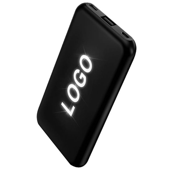 Внешний аккумулятор Kugo, 10000 mAh с подсветкой гравировки - Внешний аккумулятор Kugo, 10000 mAh с подсветкой гравировки, черный