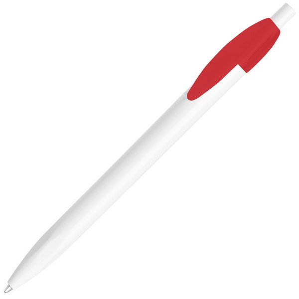 Ручка шариковая X-1 WHITE, белый/желтый непрозрачный клип, пластик - Ручка шариковая X-1 WHITE, белый/красный непрозрачный клип, пластик