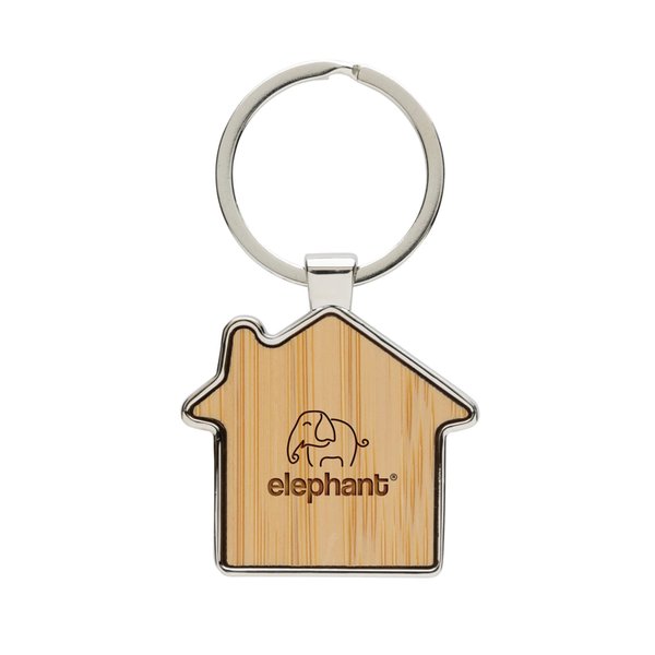 Брелок из переработанного цинка и бамбука с подвеской в виде домика RCS - Брелок из переработанного цинка и бамбука с подвеской в виде домика RCS