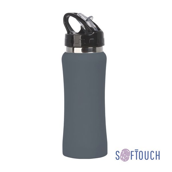 Бутылка для воды "Индиана" 600 мл, покрытие soft touch - Бутылка для воды "Индиана" 600 мл, покрытие soft touch серый