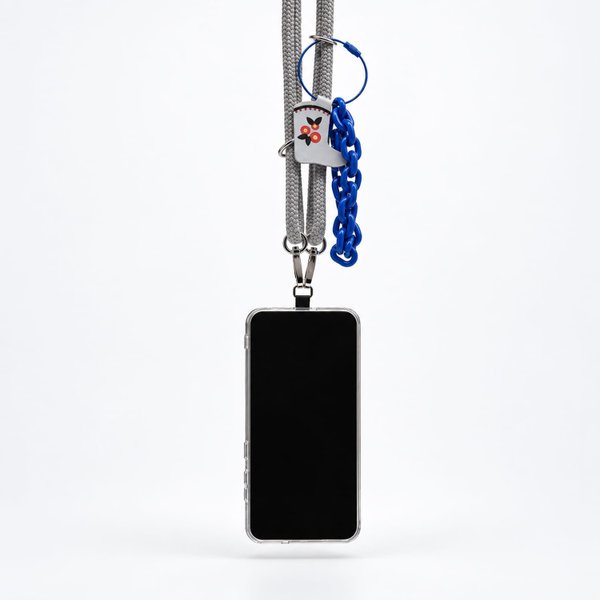 Шнур Cord с кольцами, карабинами и держателем для телефона, с регулировкой длины - Шнур Cord с кольцами, карабинами и держателем для телефона, с регулировкой длины (серый)