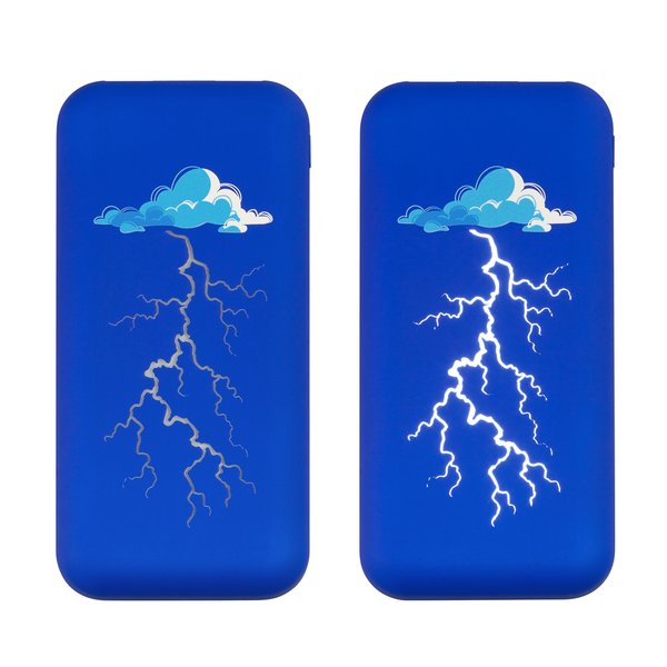 Беспроводное зарядное устройство "Sticky SOFTTOUCH", 10000 mAh с подсветкой логотипа и присосками - Беспроводное зарядное устройство "Sticky SOFTTOUCH", 10000 mAh с подсветкой логотипа и присосками синий