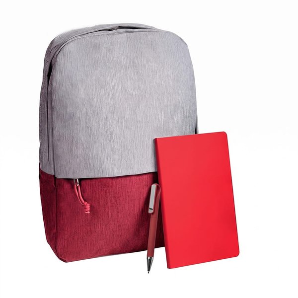 Подарочный набор READYPACK: рюкзак, ручка, блокнот, серый - Подарочный набор READYPACK: рюкзак, ручка, блокнот, красный