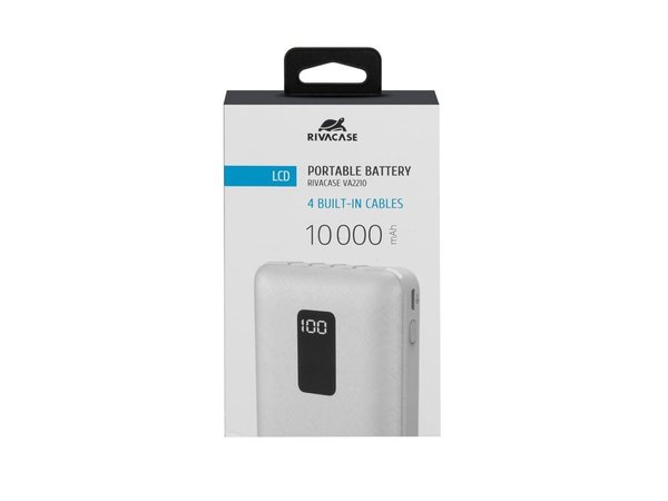 Внешний аккумулятор с дисплеем и встроенными кабелями VA2210, 10000 mAh - Внешний аккумулятор с дисплеем и встроенными кабелями VA2210, 10000 mAh