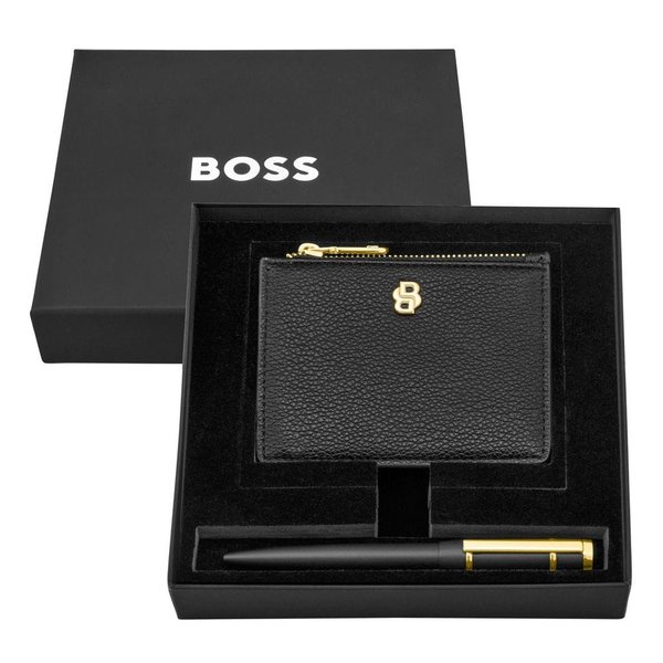 Набор HUGO BOSS черный (шариковая ручка и картхолдер) - Набор HUGO BOSS черный (шариковая ручка и картхолдер)
