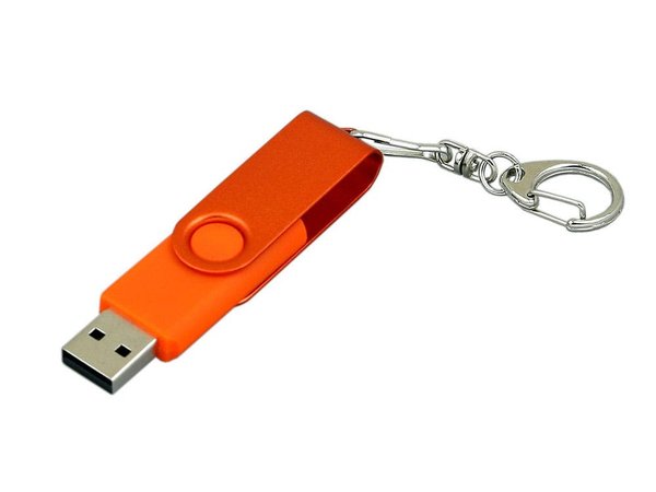 USB 2.0- флешка промо на 4 Гб с поворотным механизмом и однотонным металлическим клипом - USB 2.0- флешка промо на 4 Гб с поворотным механизмом и однотонным металлическим клипом