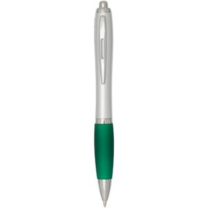 шариковая ручка nash rcs из переработанного пластика с серебристым корпусом и цветной ручкой (черные чернила)