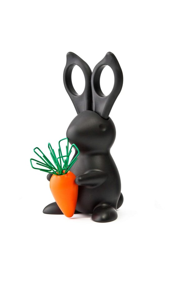 Ножницы и магнит со скрепками Bunny - Ножницы и магнит со скрепками Bunny, чёрные