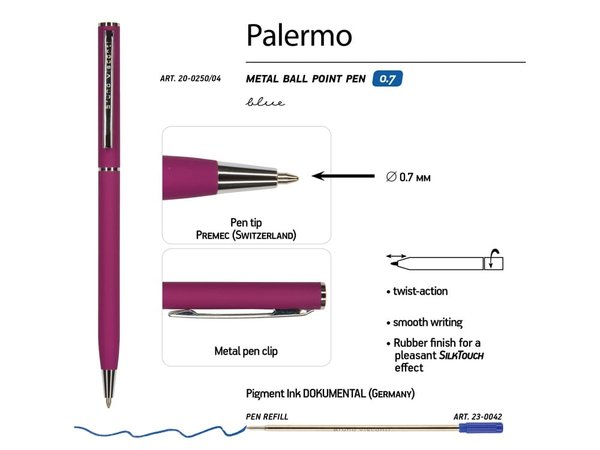 Ручка металлическая шариковая «Palermo», софт-тач - Ручка металлическая шариковая «Palermo», софт-тач
