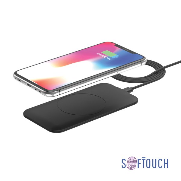 Настольное беспроводное зарядное устройство "Slim SOFTTOUCH" - Настольное беспроводное зарядное устройство "Slim SOFTTOUCH" черный