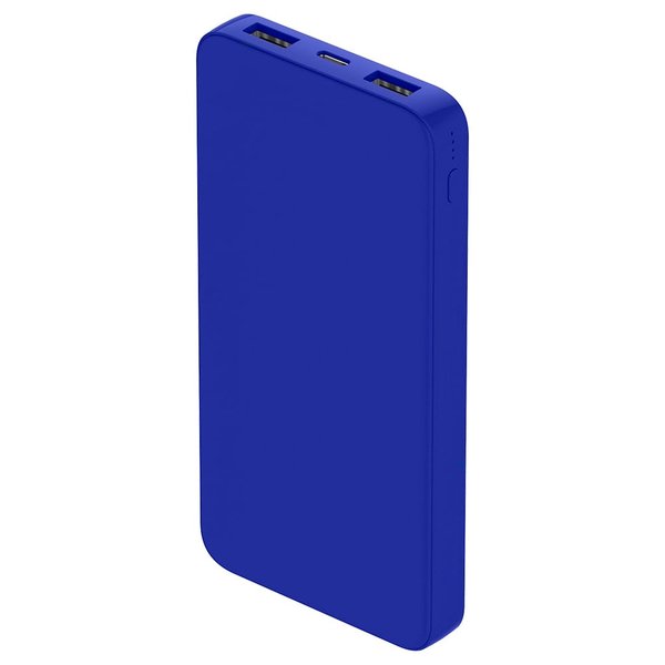Внешний аккумулятор Polus, 10000 Mah, софт-тач покрытие - Внешний аккумулятор Polus, 10000 Mah, софт-тач покрытие, синий