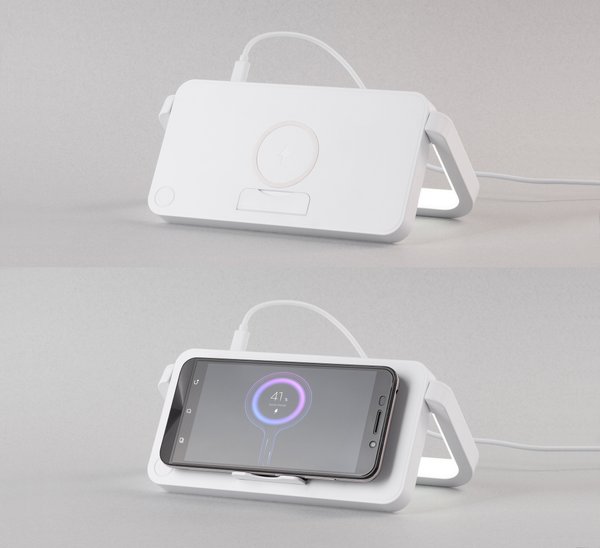 Лампа складная "Smart Light" с беспроводным (10W) зарядным устройством и подставкой для смартфона - Лампа складная "Smart Light" с беспроводным (10W) зарядным устройством и подставкой для смартфона белый
