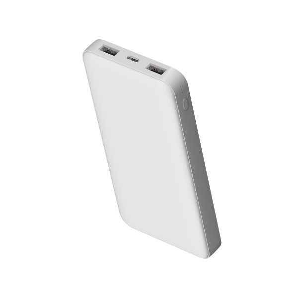 Внешний аккумулятор Polus, 10000 Mah, софт-тач покрытие - Внешний аккумулятор Polus, 10000 Mah, софт-тач покрытие, белый