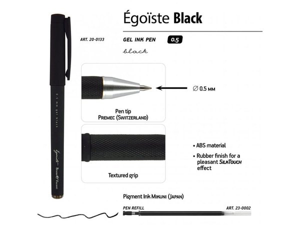 Ручка пластиковая гелевая «Egoiste Black» с лого бренда - Ручка пластиковая гелевая «Egoiste Black» с лого бренда