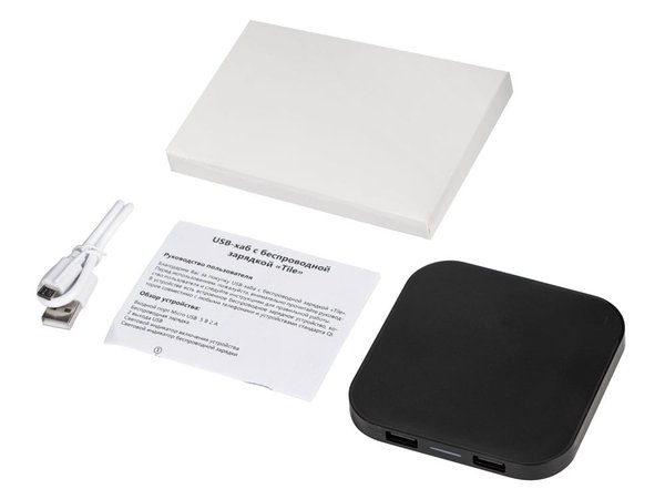 Беспроводная зарядка «Tile» с 2 USB-A, 5 Вт - Беспроводная зарядка «Tile» с 2 USB-A, 5 Вт