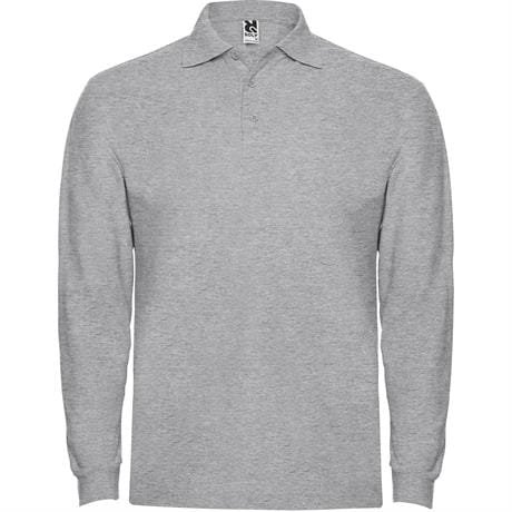 Футболка поло ESTRELLA L/S мужская - Футболка поло ESTRELLA L/S мужская, ПЁСТРЫЙ СЕРЫЙ 3XL
