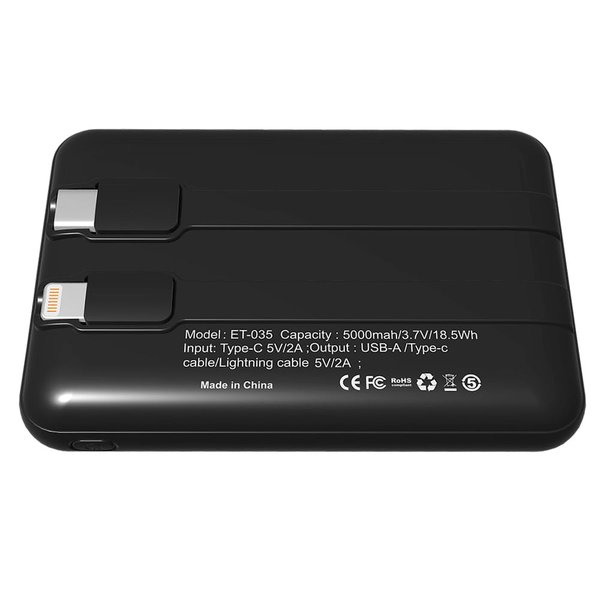 Внешний аккумулятор Eron с подсветкой гравировки, 5000 mAh, чёрный/ - Внешний аккумулятор Eron с подсветкой гравировки, 5000 mAh, чёрный/синий
