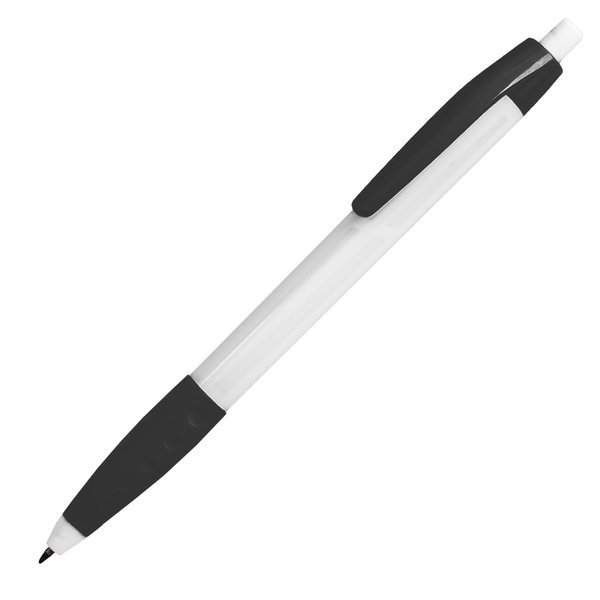 Ручка шариковая N9 с грипом - Ручка шариковая N9 с грипом, белый/черный, пластик