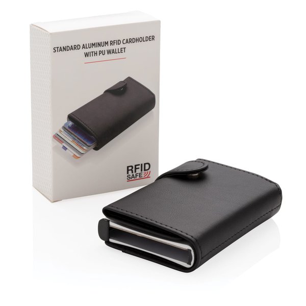 Алюминиевый картхолдер Standard с PU кошельком и защитой RFID - Алюминиевый картхолдер Standard с PU кошельком и защитой RFID