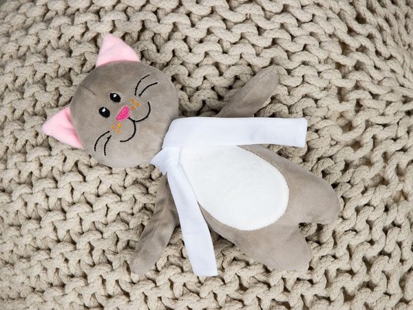 Мягкая игрушка Beastie Toys, котик с белым шарфом