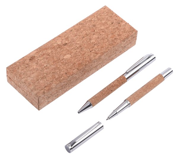 Набор для письма CORK SIGNATURE, коричневый, серебристый - Набор для письма CORK SIGNATURE, коричневый, серебристый