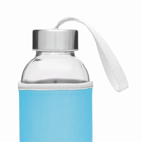 Стеклянная бутылка TAKE WELL, синяя, прозрачная - Стеклянная бутылка TAKE WELL, синяя, прозрачная