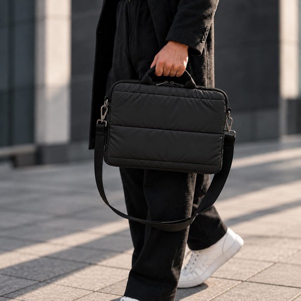 Сумка для ноутбука Superbag Bubble, стёганая, на молнии, с регулируемой лямкой - Сумка для ноутбука Superbag Bubble, стёганая, на молнии, с регулируемой лямкой (черный)