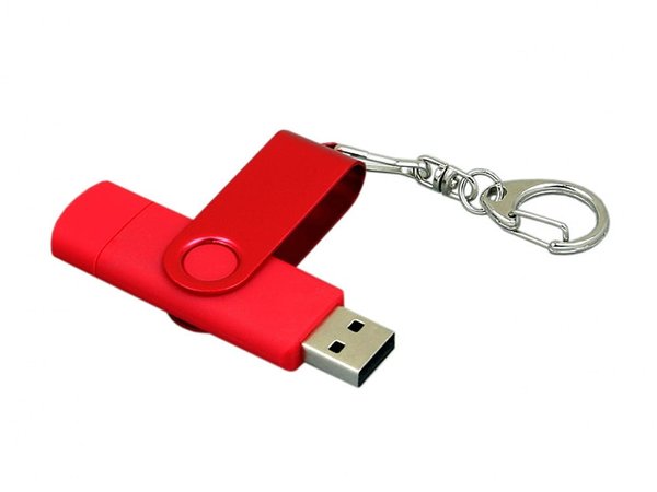 USB 2.0- флешка на 16 Гб с поворотным механизмом и дополнительным разъемом Micro USB - USB 2.0- флешка на 16 Гб с поворотным механизмом и дополнительным разъемом Micro USB