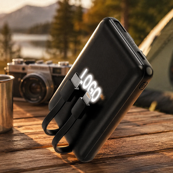 Внешний аккумулятор Eron с подсветкой гравировки, 5000 mAh, чёрный/ - Внешний аккумулятор Eron с подсветкой гравировки, 5000 mAh, чёрный/белый