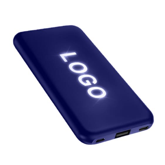 Внешний аккумулятор Kugo, 10000 mAh с подсветкой гравировки - Внешний аккумулятор Kugo, 10000 mAh с подсветкой гравировки, синий