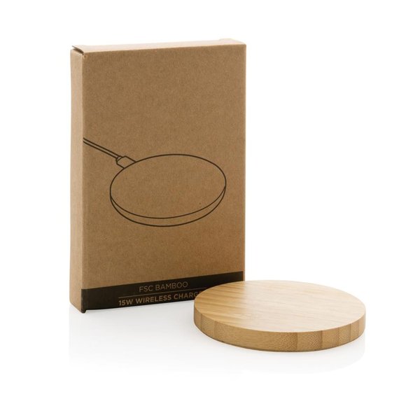 Док-станция Bamboo FSC® для беспроводной зарядки, 15 Вт - Док-станция Bamboo FSC® для беспроводной зарядки, 15 Вт