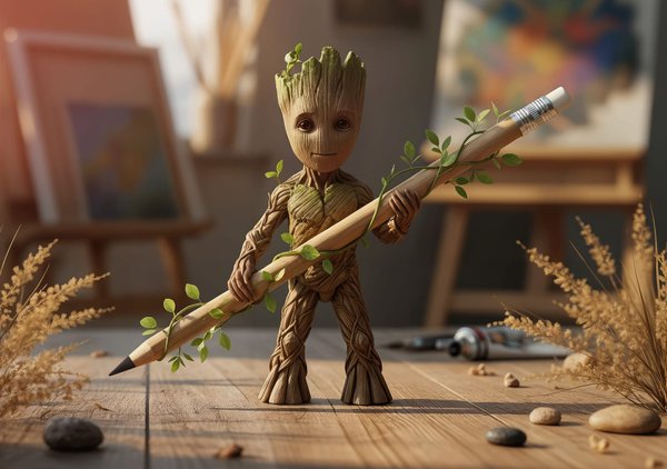 Вечный карандаш "Groot" с ластиком, бамбук - Вечный карандаш "Groot" с ластиком, бамбук бежевый
