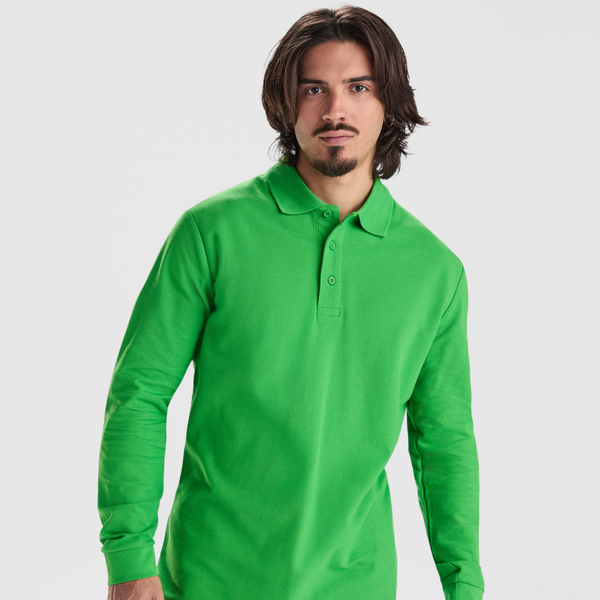 Футболка поло ESTRELLA L/S мужская - Футболка поло ESTRELLA L/S мужская, ТРАВЯНОЙ ЗЕЛЕНЫЙ S