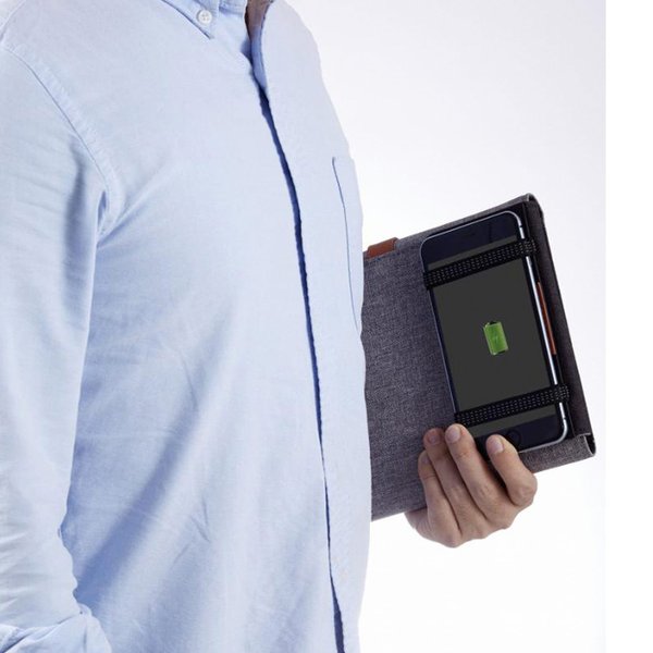 Папка А5 с беспроводным зарядным устройством 4000 mAh и блокнотом softtouch - Папка А5 с беспроводным зарядным устройством 4000 mAh и блокнотом softtouch черный