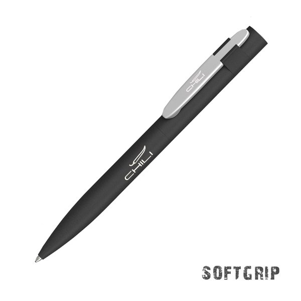 Ручка шариковая "Lip SOFTGRIP" - Ручка шариковая "Lip SOFTGRIP" черный с серебристым