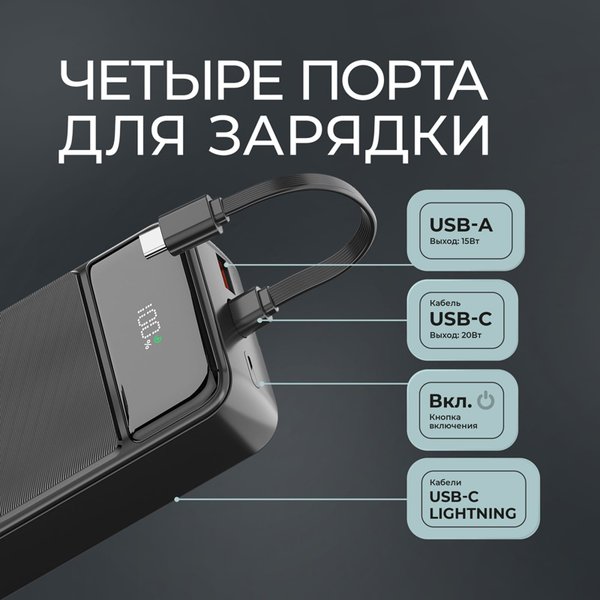 Внешний АКБ NRG Turbo V4c 20000 мА-ч, дисплей - Внешний АКБ NRG Turbo V4c 20000 мА-ч, дисплей