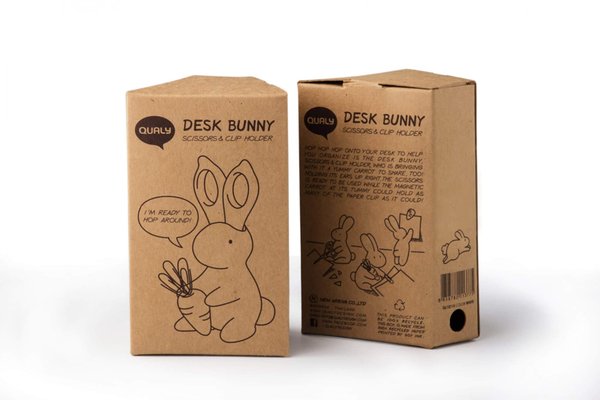 Ножницы и магнит со скрепками Bunny - Ножницы и магнит со скрепками Bunny, чёрные