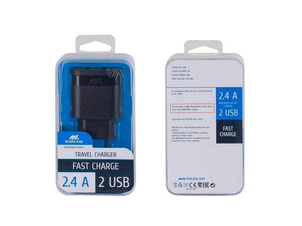 Сетевое зарядное устройство, 2 USB/2.4 A - Сетевое зарядное устройство, 2 USB/2.4 A