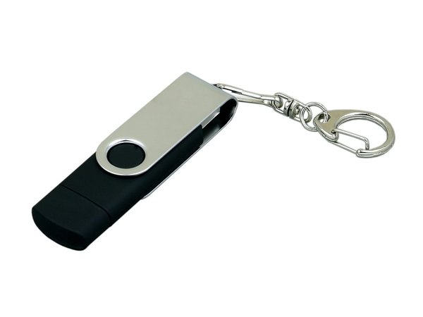 USB 2.0- флешка на 32 Гб с поворотным механизмом и дополнительным разъемом Micro USB - USB 2.0- флешка на 32 Гб с поворотным механизмом и дополнительным разъемом Micro USB