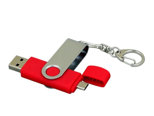 USB 2.0- флешка на 64 Гб с поворотным механизмом и дополнительным разъемом Micro USB - USB 2.0- флешка на 64 Гб с поворотным механизмом и дополнительным разъемом Micro USB