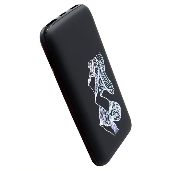 Внешний аккумулятор Kugo, 10000 mAh с подсветкой гравировки - Внешний аккумулятор Kugo, 10000 mAh с подсветкой гравировки, черный