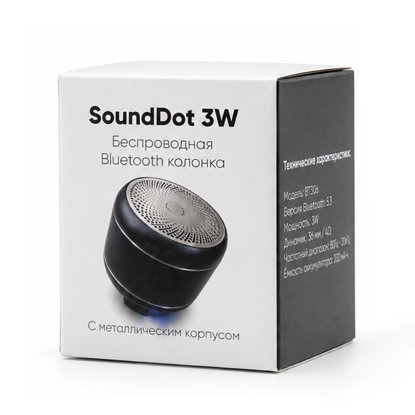 Беспроводная Bluetooth колонка SoundDot 3W+ с металлическим корпусом, черный - Беспроводная Bluetooth колонка SoundDot 3W+ с металлическим корпусом, черный