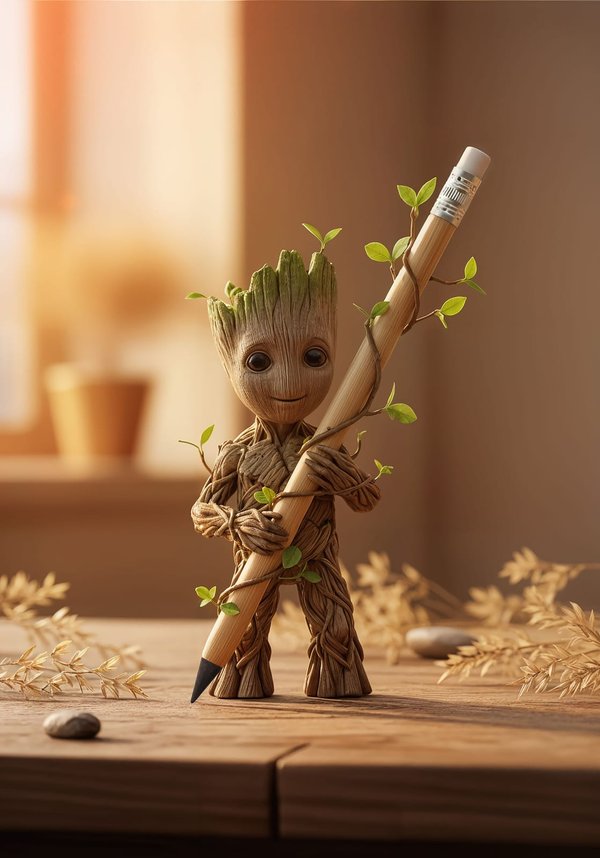 Вечный карандаш "Groot" с ластиком, бамбук - Вечный карандаш "Groot" с ластиком, бамбук бежевый