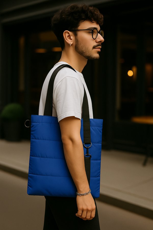 Шоппер Superbag Bubble New, стёганый, со скрытой магнитной кнопкой - Шоппер Superbag Bubble New, стёганый, со скрытой магнитной кнопкой (синий с чёрным)