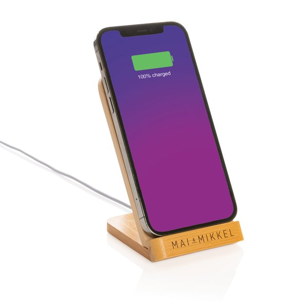Док-станция Bamboo FSC® для беспроводной зарядки, 5 Вт - Док-станция Bamboo FSC® для беспроводной зарядки, 5 Вт