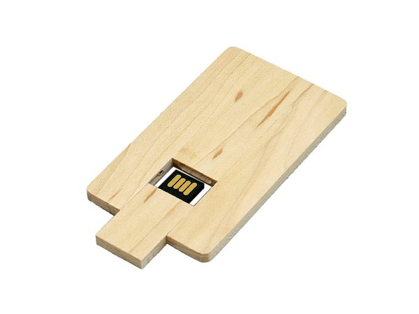 USB 2.0- флешка на 32 Гб в виде деревянной карточки с выдвижным механизмом - USB 2.0- флешка на 32 Гб в виде деревянной карточки с выдвижным механизмом