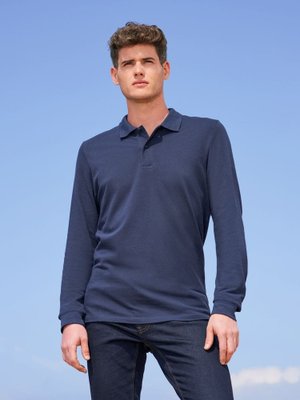 рубашка поло мужская с длинным рукавом perfect lsl men, темно-синяя