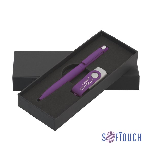 Набор ручка + флеш-карта 16 Гб в футляре, покрытие soft touch - Набор ручка + флеш-карта 16 Гб в футляре, покрытие soft touch фиолетовый